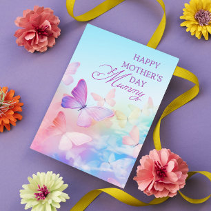 Cartes Pour Fêtes Annuelles Joyeuse Fête des Mères MUMMY Pastel Papillons Phot