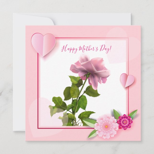 Cartes Pour Fêtes Annuelles Joyeuse fête des mères Roses roses roses Aquarelle (Devant)