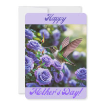 Joyeuse Fête des Mères Roses Violet Bleuté Colibri