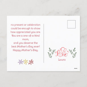 Cartes Pour Fêtes Annuelles Joyeuse fête des mères simple fleur mère et bébé p