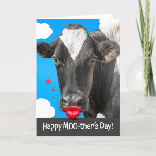 Cartes Pour Fêtes Annuelles Joyeuse Fête des Mères Vache Drôle Avec des Lèvres