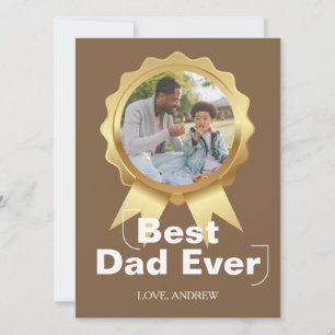 Cartes Pour Fêtes Annuelles Joyeuse Fête des pères simple, médaille d'or et ph