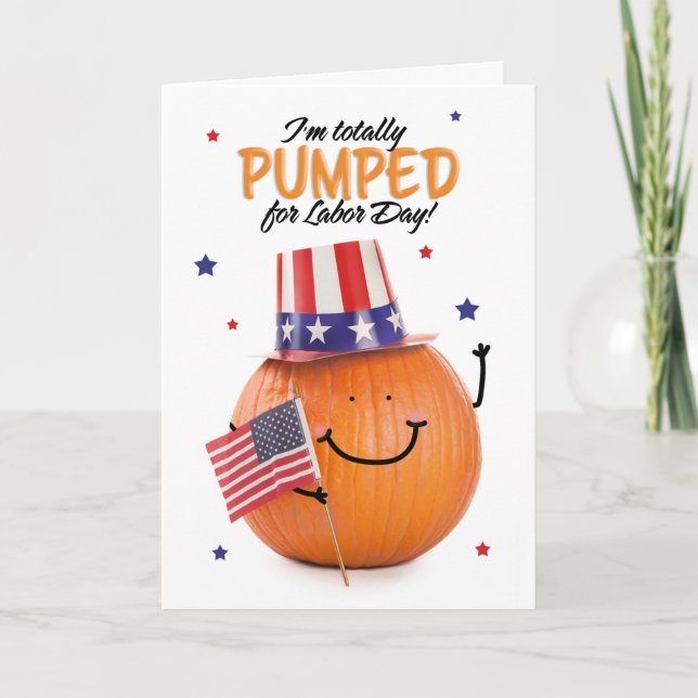 Cartes Pour Fêtes Annuelles Joyeuse fête du travail Humour Citrouille patrioti (Devant)