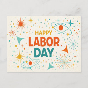 Cartes Pour Fêtes Annuelles Joyeuse fête du Travail rétro atomique