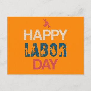 Cartes Pour Fêtes Annuelles Joyeuse Fête Du Travail Rétro Bleu