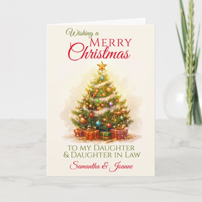 Cartes Pour Fêtes Annuelles Joyeuse Fille De Noël Et Fille En Droit (Devant)