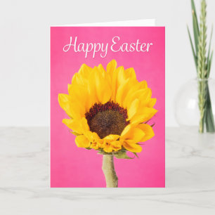 Cartes Pour Fêtes Annuelles Joyeuse Fleur Jaune de Pâques sur rose