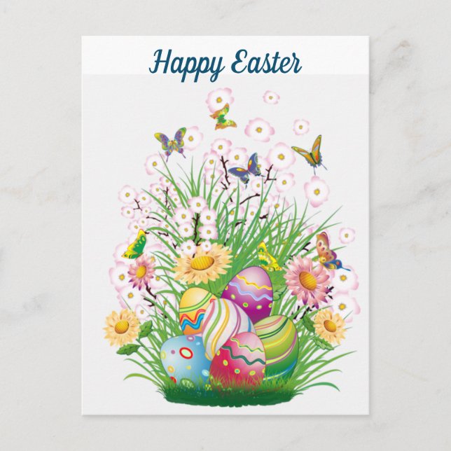 Cartes Pour Fêtes Annuelles Joyeuse florale de Pâques (Devant)
