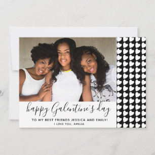 Cartes Pour Fêtes Annuelles Joyeuse Galentine`s Day Photo d'amitié à cœur noir