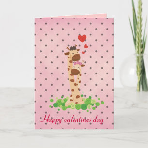 Cartes Pour Fêtes Annuelles Joyeuse girafe des valentines