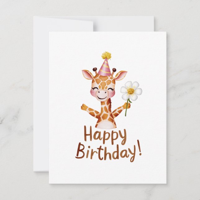 Cartes Pour Fêtes Annuelles Joyeuse Giraffe d'anniversaire (Devant)