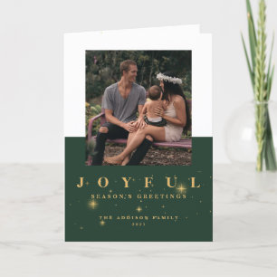 Cartes Pour Fêtes Annuelles Joyeuse Green & Gold Photo Christmas Holiday Card