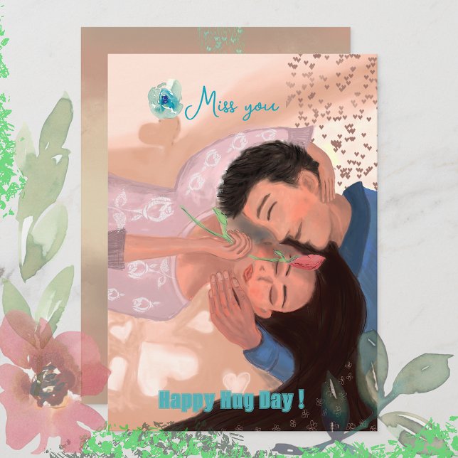Cartes Pour Fêtes Annuelles Joyeuse journée des câlins (Happy Hug Day, or Happy Valentine's Day card , can be personalize by exchanging of text)