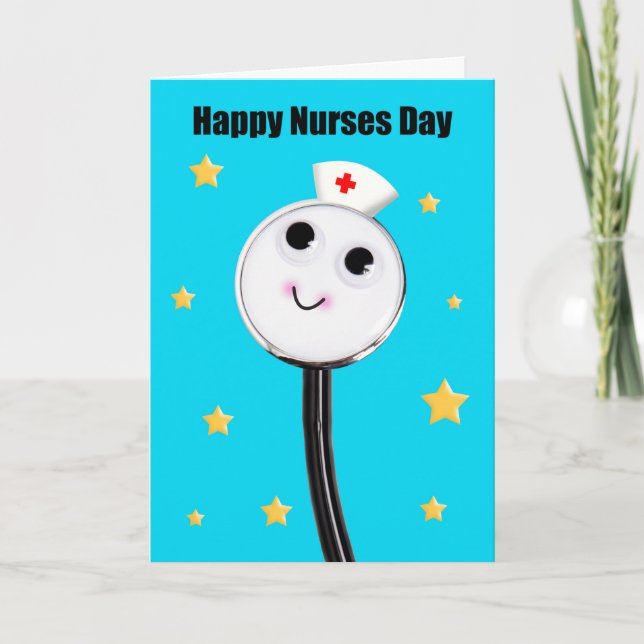 Cartes Pour Fêtes Annuelles Joyeuse journée des infirmières Stethoscope mignon (Devant)