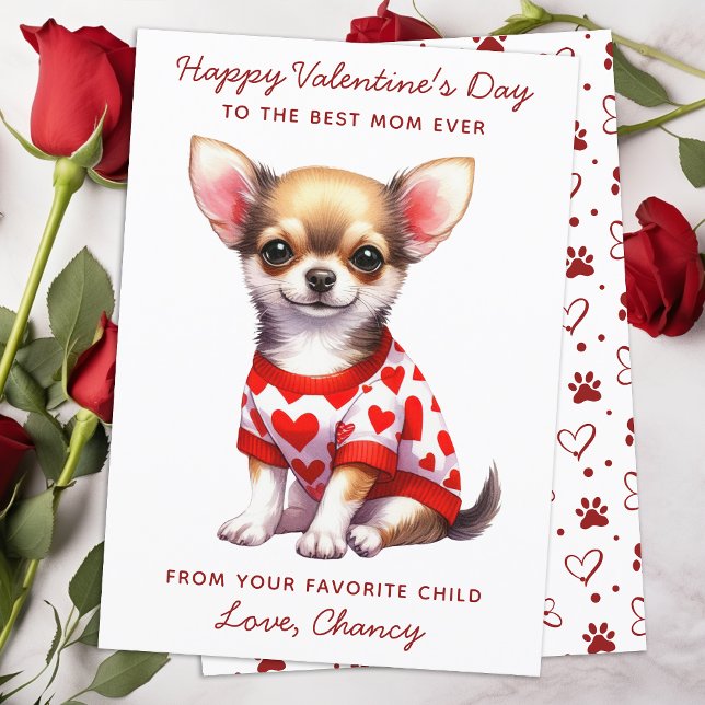 Cartes Pour Fêtes Annuelles Joyeuse Journée Valentines Du Chien Cute Chihuahua (Créateur téléchargé)