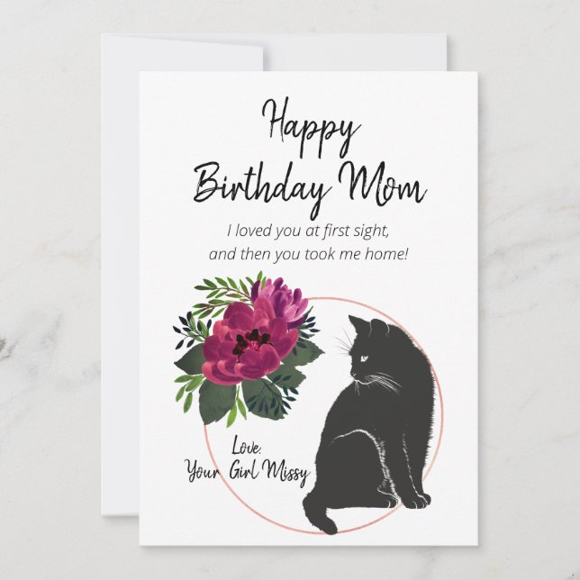 Cartes Pour Fêtes Annuelles Joyeuse maman d'anniversaire de Cat Marsala Floral (Devant)