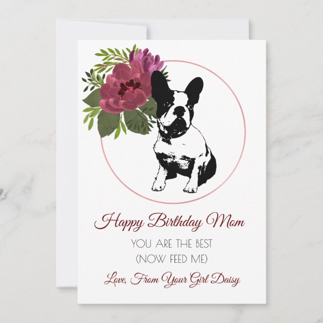 Cartes Pour Fêtes Annuelles Joyeuse Maman D'Anniversaire Du Chien French Bulld (Devant)