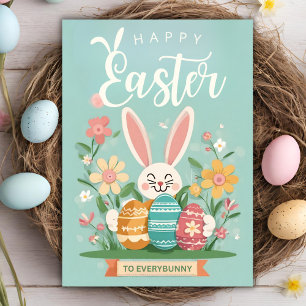 Cartes Pour Fêtes Annuelles Joyeuse Pâques À Chaque Lapin Avec Des Oeufs Pâque