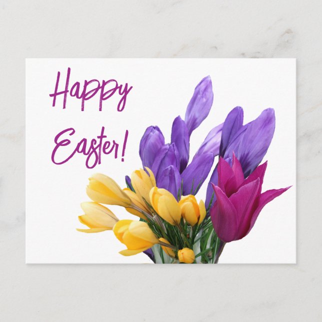 Cartes Pour Fêtes Annuelles Joyeuse Pâques jolie fleur de printemps fleurie co (Devant)