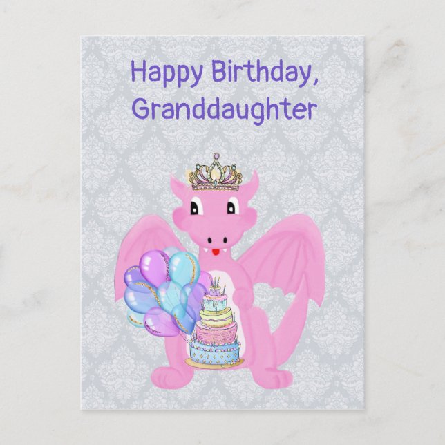 Cartes Pour Fêtes Annuelles Joyeuse petite fille d'anniversaire, Dragon de béb (Devant)