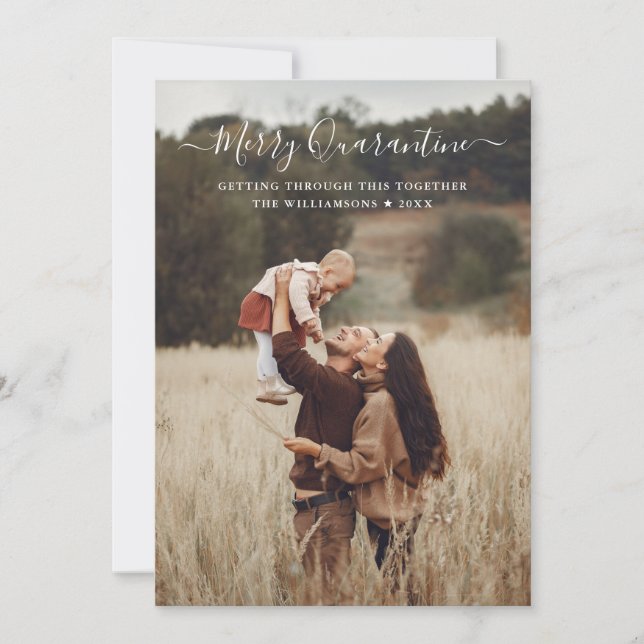 Cartes Pour Fêtes Annuelles Joyeuse Photo de Famille de Noël en Quarantaine Am (Devant)