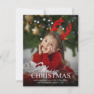 Cartes Pour Fêtes Annuelles Joyeuse photo de Noël élégante avec superposition 