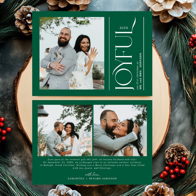 Cartes Pour Fêtes Annuelles Joyeuse photo nouvellement mariée Premier Noël Mar (Créateur téléchargé)