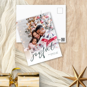 Cartes Pour Fêtes Annuelles Joyeuse photo superposition Calligraphie Noël Blan