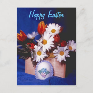 Cartes Pour Fêtes Annuelles Joyeuse PostCard de Pâques~Maisies et tulipes