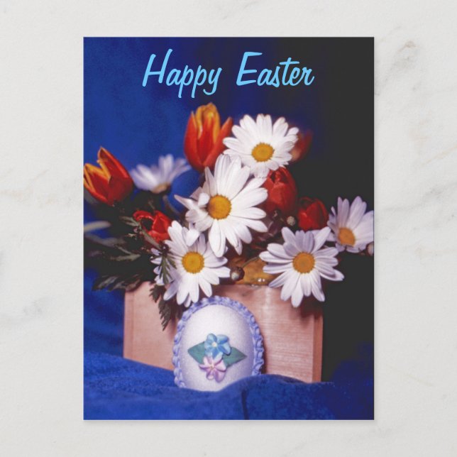 Cartes Pour Fêtes Annuelles Joyeuse PostCard de Pâques~Maisies et tulipes (Devant)