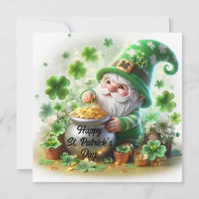 Cartes Pour Fêtes Annuelles Joyeuse Saint-Patrick Gnome Mignon (Devant)