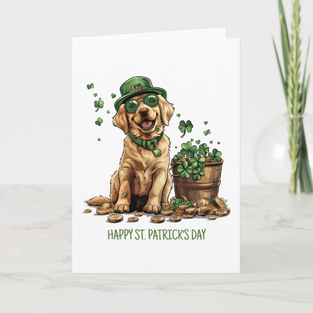 Cartes Pour Fêtes Annuelles Joyeuse Saint-Patrick Labrador Retriever Chien (Devant)