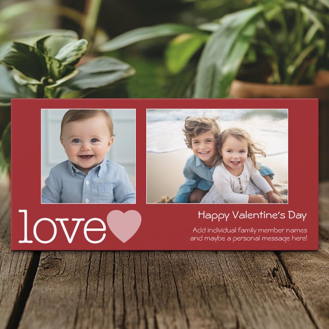 Cartes Pour Fêtes Annuelles Joyeuse Saint Valentin - 2 photos - horizontal (Create A Personal Holiday Photo Card)