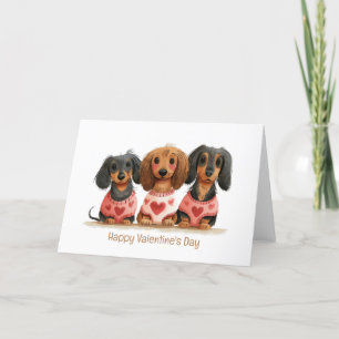 Cartes Pour Fêtes Annuelles Joyeuse Saint-Valentin aux chiens Dachshund