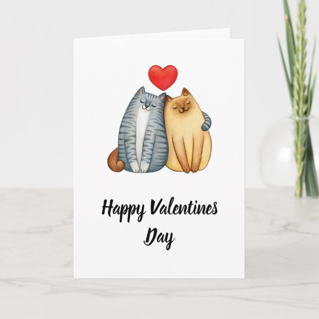Cartes Pour Fêtes Annuelles Joyeuse Saint-Valentin avec chats (Devant)