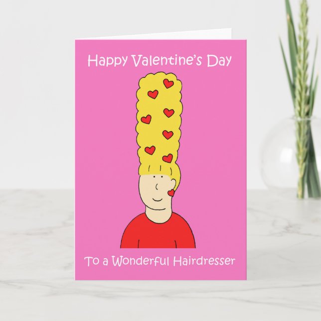 Cartes Pour Fêtes Annuelles Joyeuse Saint Valentin chez le coiffeur (Devant)