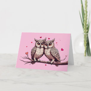 Cartes Pour Fêtes Annuelles Joyeuse Saint-Valentin Chouettes