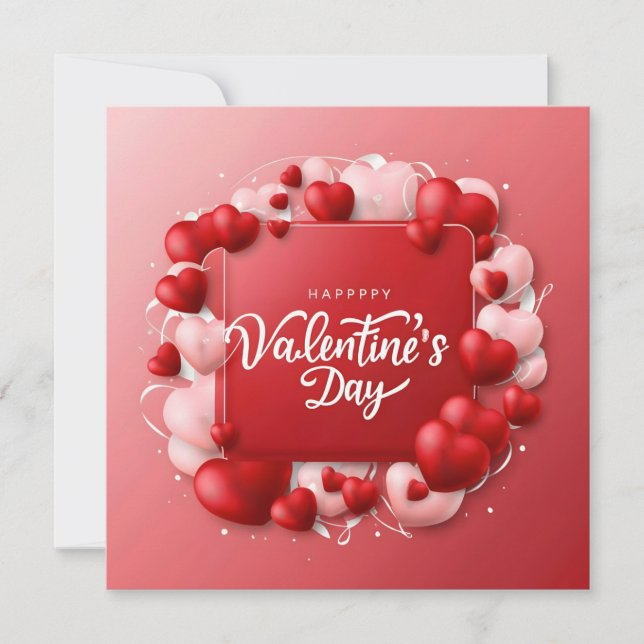 Cartes Pour Fêtes Annuelles Joyeuse Saint-Valentin Cœur Rouge (Devant)