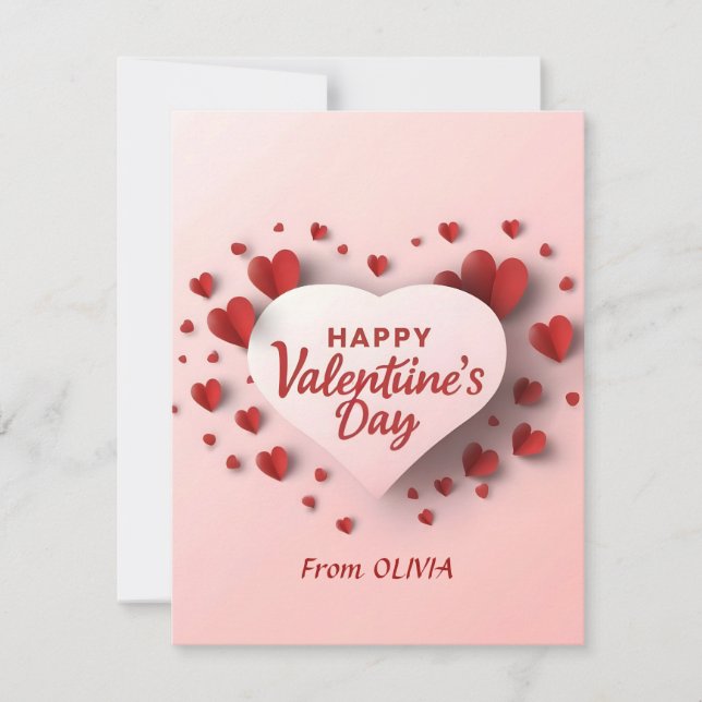 Cartes Pour Fêtes Annuelles Joyeuse Saint-Valentin Cœur Rouge Amour (Devant)