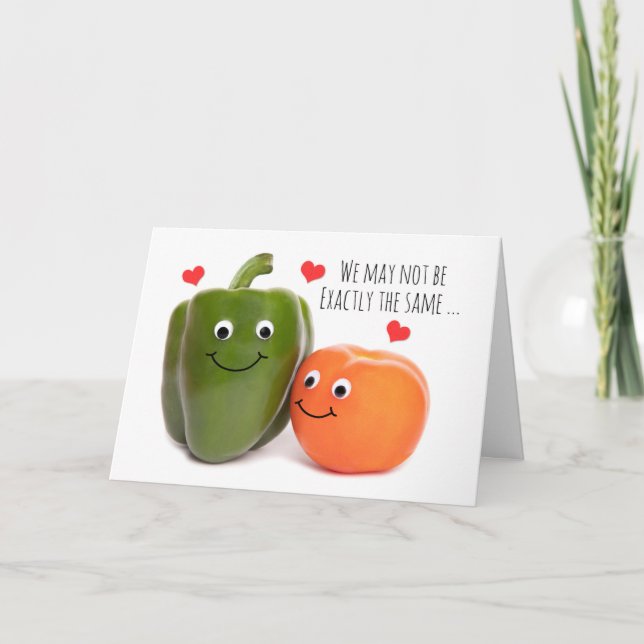 Cartes Pour Fêtes Annuelles Joyeuse Saint-Valentin couple poivron et tomate (Devant)