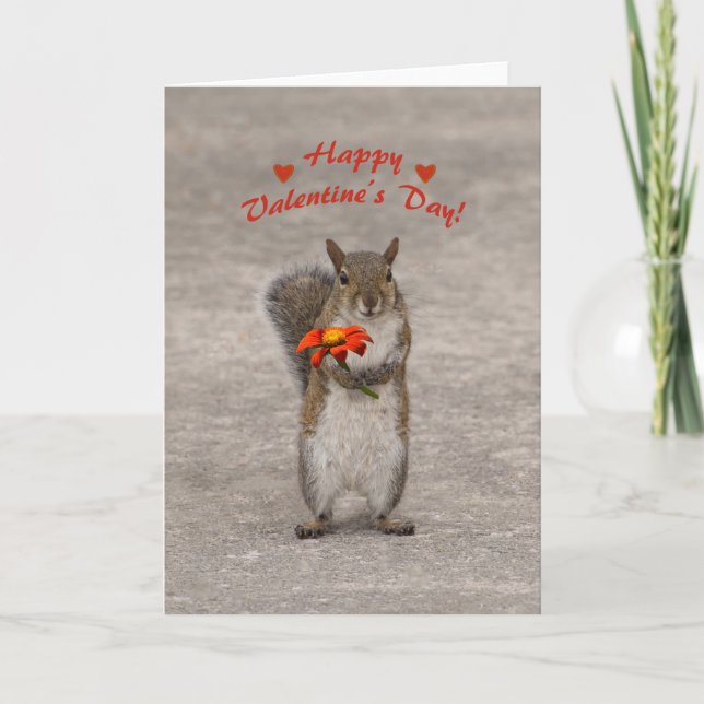 Cartes Pour Fêtes Annuelles Joyeuse Saint Valentin de mignon écureuil (Devant)