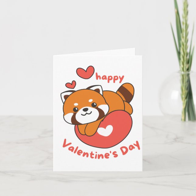 Cartes Pour Fêtes Annuelles Joyeuse Saint-Valentin joli Panda roux (Devant)
