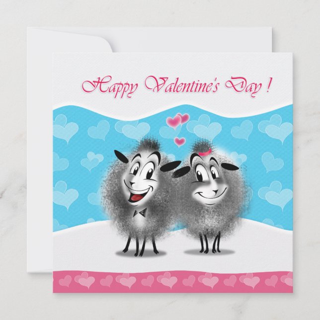 Cartes Pour Fêtes Annuelles Joyeuse Saint-Valentin Mignons Petits Moutons Salu (Devant)