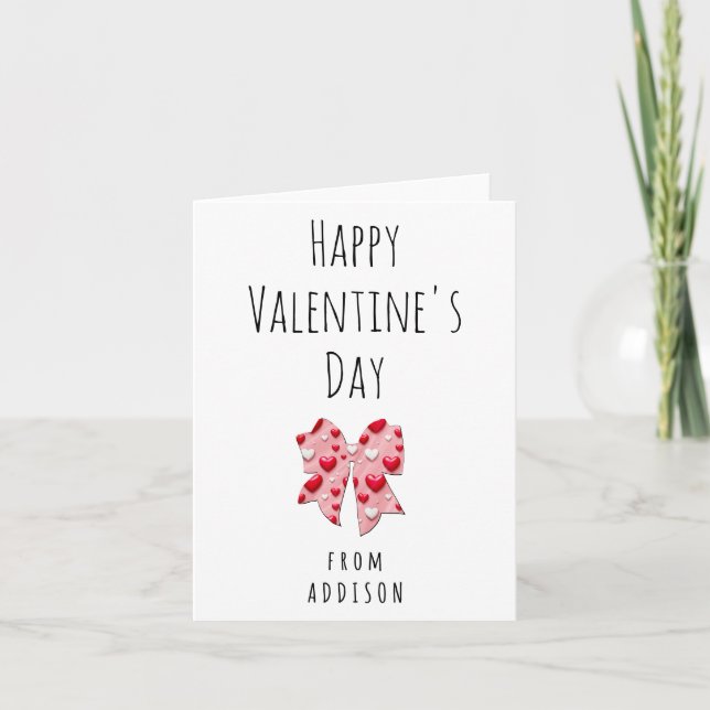 Cartes Pour Fêtes Annuelles Joyeuse Saint-Valentin Nœud Papillon Motif de Cœur (Devant)