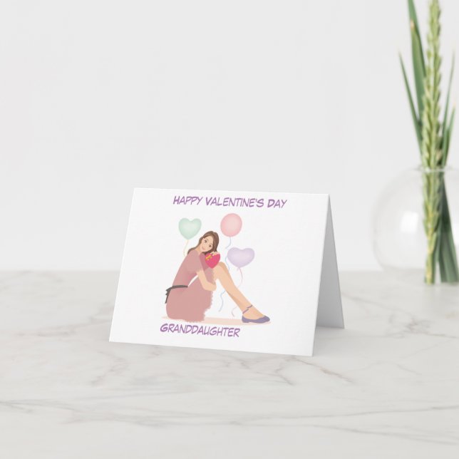 Cartes Pour Fêtes Annuelles Joyeuse Saint-Valentin Petite-Fille Adolescente (Devant)