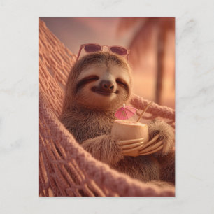 Cartes Pour Fêtes Annuelles Joyeuse Sloth Relaxant dans un hamac
