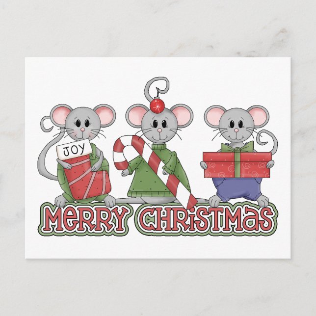 Cartes Pour Fêtes Annuelles Joyeuse souris de Noël (Devant)