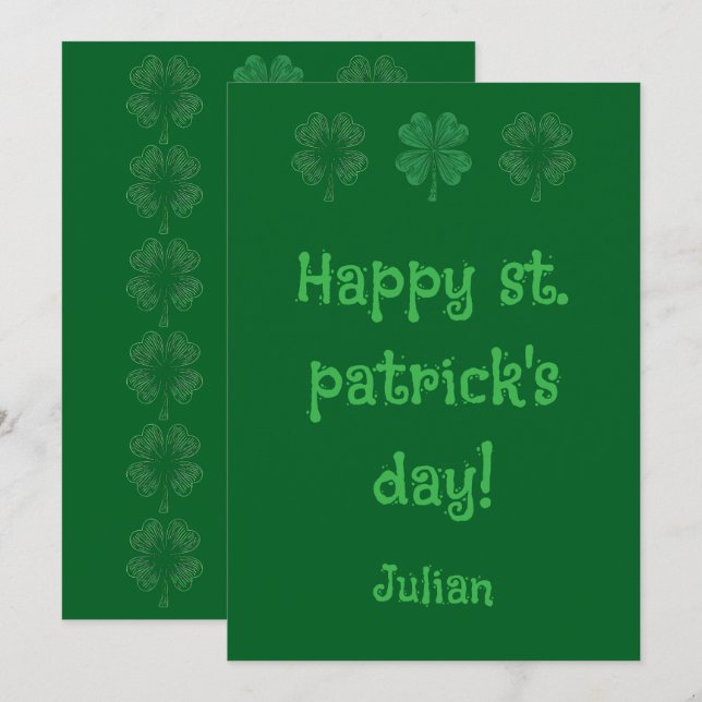 Cartes Pour Fêtes Annuelles Joyeuse St. Patrick – Classique Irlandais (Devant / Derrière)