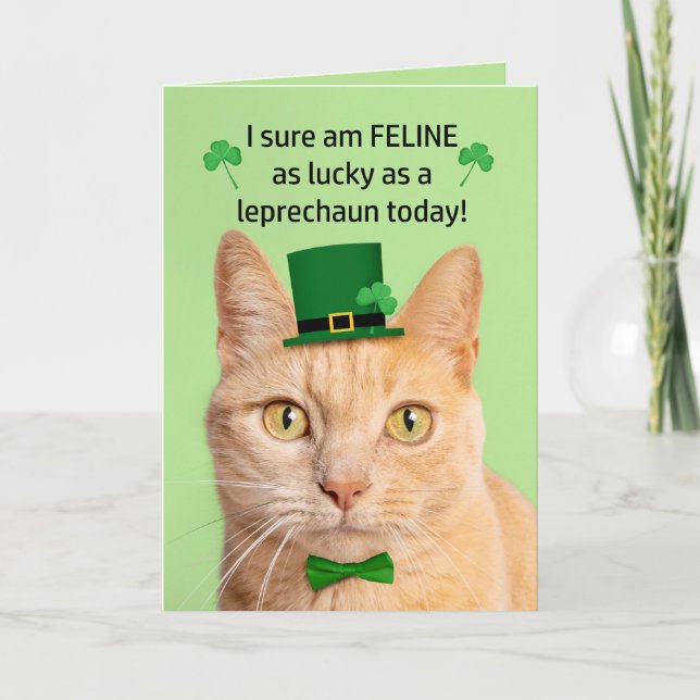 Cartes Pour Fêtes Annuelles Joyeuse St Patrick Day Ami Chat Mignon Lutins (Devant)