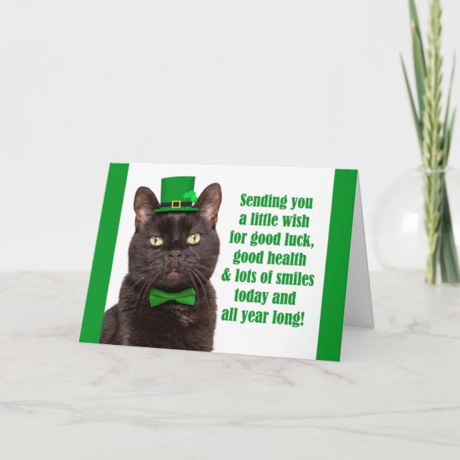 Cartes Pour Fêtes Annuelles Joyeuse St Patrick pour tout joli chat noir  (Devant)